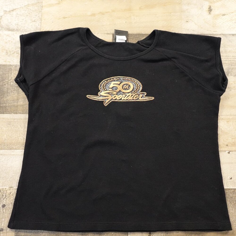 Harley Davidson sleeveless‎ shirt women's XL black 50th sportster USA made